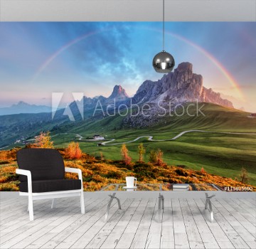 Picture of Landscape nature mountan in Alps with rainbow